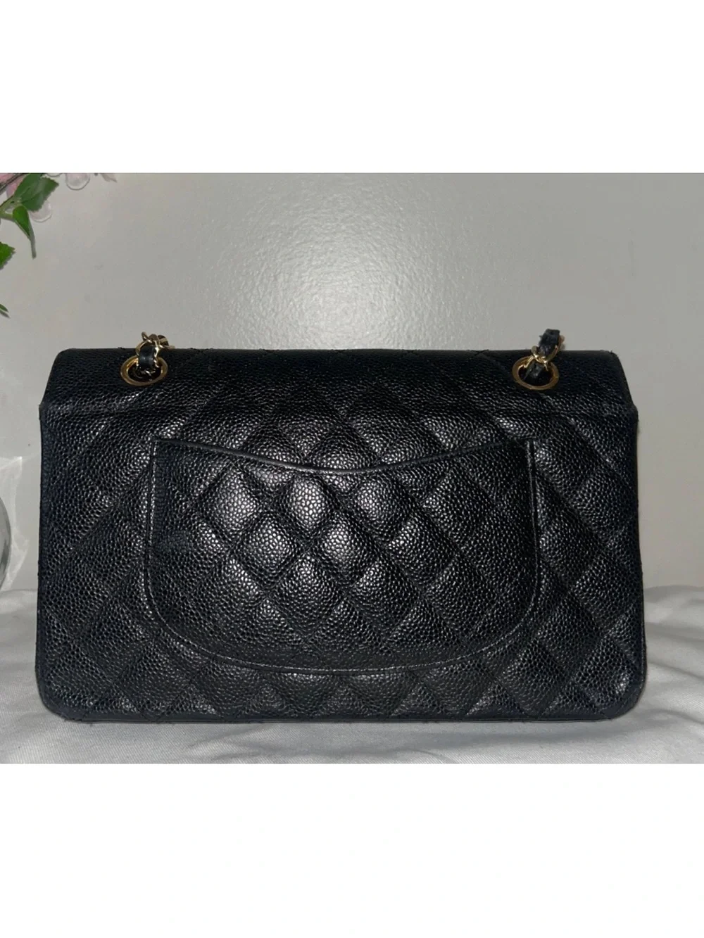 CHANEL Medium Classic Double Flap Caviar Quilted Handbag Black / Gold Hardware